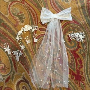 Elegant White Pearl Hair Accessories Set